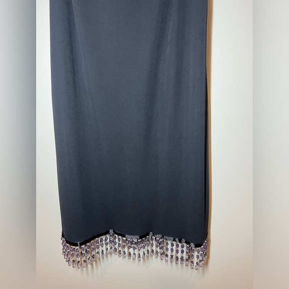 Vintage Y2K Black Cocktail Dress Slip Sequin Beaded Detail Mini Dress Size 3 - Picture 2 of 7